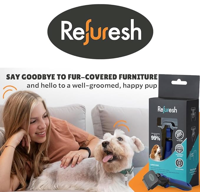 Deshedding Dog Brush for Long Hair (Large,Blue) – Gentle Deshedding tool for Dogs & Cats – Reduces shedding, without damaging topcoat. Removes Loose Fur & Dead Undercoat.-PawvioPets