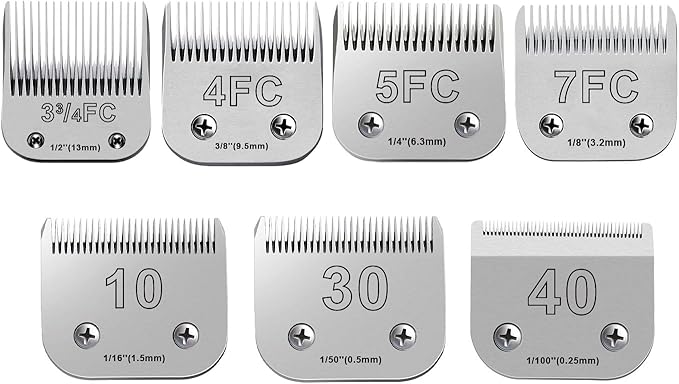 7PCS Dog Grooming Blades Compatible with Andis Dog Clippers,Dog Clipper Blades Compatible with Oster A5,Wahl km10 Dog Clippers for Animal Dog Cat Horse,Stainless-Steel Blade Sharp-PawvioPets