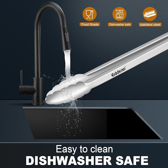 All Metal Tongs For Cooking - Heat Resistant 600 Degrees Stainless Steel Kitchen Tongs, Set of 2-9" & 12 inch, Locking Tongs, For Food,Salad, BBQ, Grilling, Dishwasher safe-PawvioPets