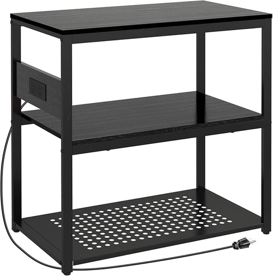 20-29 Gallon Fish Tank Stand with Power Outlets, 3-Tier Metal Aquarium Stand, Breeder Reptile Tank Stand with Shelf for Home Office, 660LBS Capacity, 29.5 x 15.8 x 30.1 inches, Black-PawvioPets