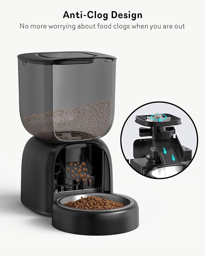 Automatic Cat Feeder, Cat Food Dispenser Battery-Operated with 180-Day Battery Life, Timed Pet Feeder for Cats and Dogs, Desiccant Bag, Programmable Portion Control, 4 Daily Meals, 10s Voice Recorder-PawvioPets