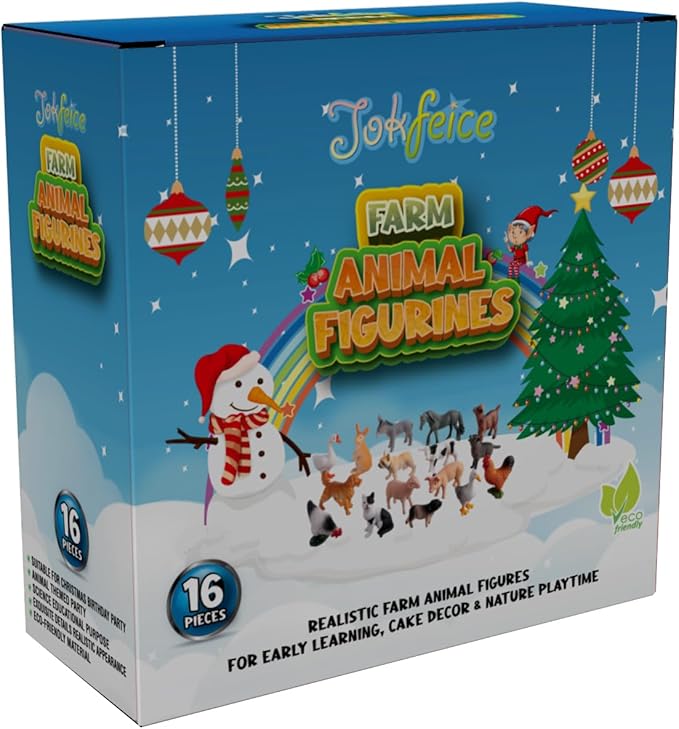 16Pcs Small Animals Figures, Realistic Farm Animals Toys for Cupcake Toppers, Learning Educational Toys, Birthday Party Favors Gift for Kids-PawvioPets