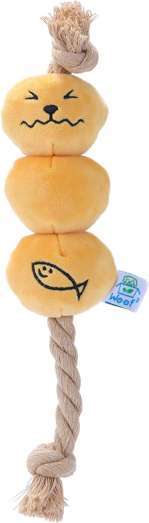 Curry Fishball Soft Plush Squeaky Dog Pull Toy - Durable, Iconic, Cute & Fun Rope Toy for Interactive Bonding Time, Sliding Mechanism, Hide Food for Puzzle Play, Small Medium Dogs-PawvioPets