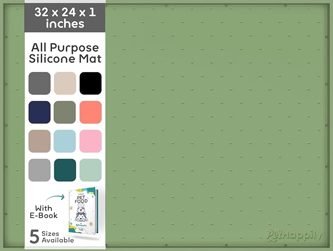 32x24x1” XL Dog Food Mat - All Purpose Under Sink Liner, Washer and Dryer Covers for The Top, Silicone Griddle Mat for Blackstone - Raised Edges Dog Mat for Food and Water Prevent Spill, Waterproof-PawvioPets