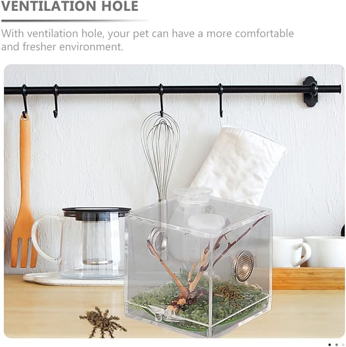 balacoo 8 Sets Jumping Spider Enclosure: Spider Cage Habitat Jumping Terrarium Micro Scorpion Droppers Reptile Hide Clear Enclosure Breeding Box Case with Breeding Tweezers-PawvioPets