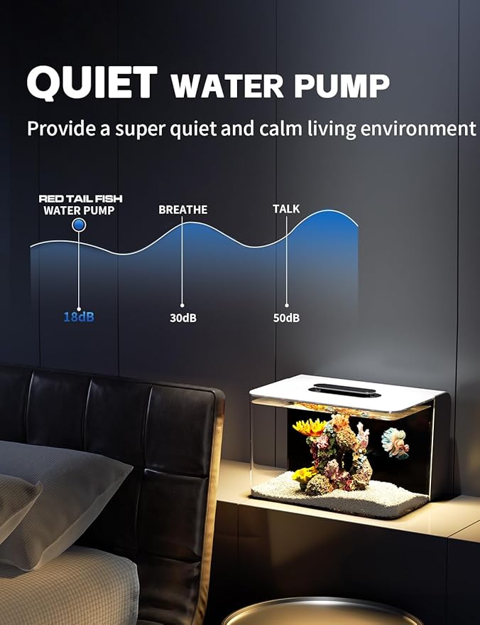 2.5 Gallon Fish Tank Small Aquarium Starter Kit with Hidden Filtration, 3 Color Light, Self Cleaning Nano Tank for Betta, Shrimp, Guppy, Angelfish-PawvioPets