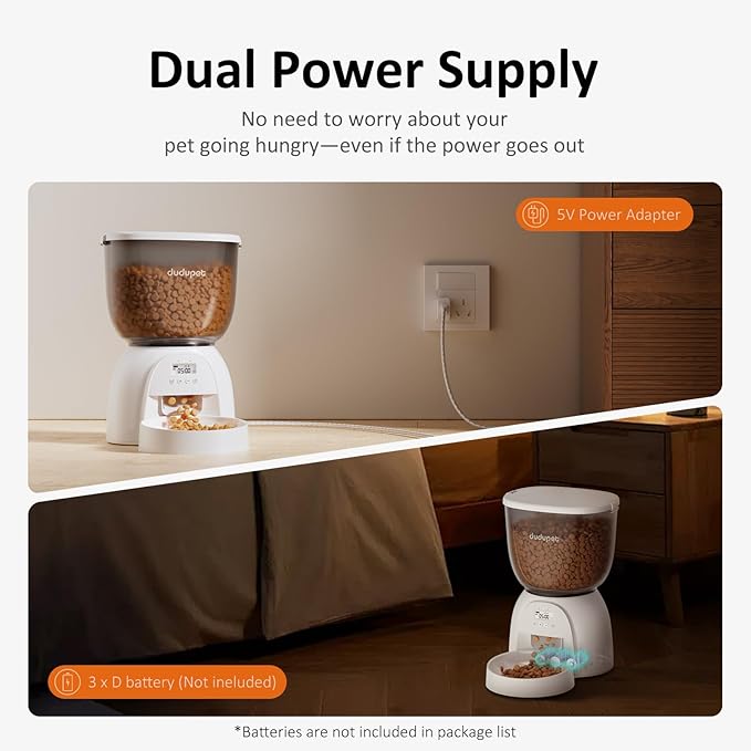 5L/21 Cup Automatic Cat Feeder, Timed Cat Dry Food Dispenser, Automatic Pet Feeders Dual Power Supply, 6 Meal Programmable 1-20 Portion Cats Feeder, Auto Dog Feeders,Pet Food Dispenser for Cats, Puppy-PawvioPets