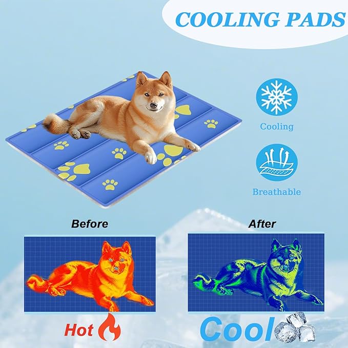 Dog Cooling Mat, Cooling Mat for Dogs & Cat, Provides Instant Relief for Small, Medium, Large Dogs, Washable, Non-Slip Design, Perfect for Hot Summer Days to Keep Pets Comfortable(S 20''*16'')-PawvioPets