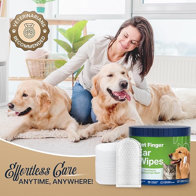 Dog Ear Wipes - 100 Value Pack - Mint Ear Wipes for Dogs, Vet Formulated Pet Ear Wipes for Dogs & Cats – Effective Dog Ear Cleaner for Itch Relief, Wax & Odor-PawvioPets