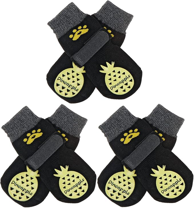 BEAUTYZOO Anti-Slip Dog Socks,Dog Shoes for Hot/Cold Pavement,Paw Protectors with Grips 3 Pairs for Puppy Small Medium Large Senior Old Dogs,Dog Socks to Prevent Licking and Hardwood Floor Protection-PawvioPets