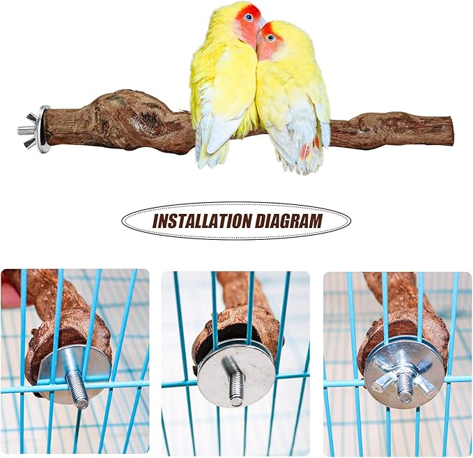 2 Packs Parrot Perch Stand,Natural Grapevine Wood Perch Parrots Cage Perch Toys Suitable for Small or Medium Parrots Parakeets Cockatiels Conures Lovebirds in Cage Accessories Supplies (Style-1)-PawvioPets