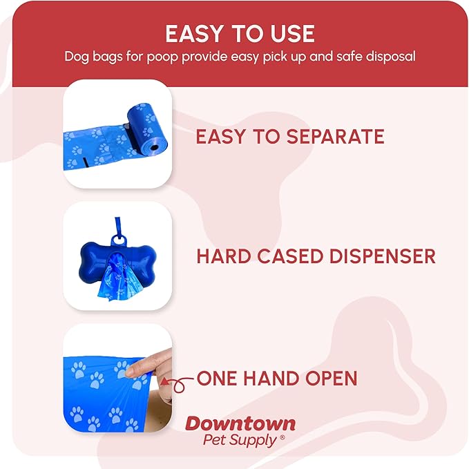 Downtown Pet Supply Rainbow Paw Print Poop Bags (2200 CT & 2 Dispensers) - Leak-Proof, Unscented, Clips to Leashes & Harnesses-PawvioPets