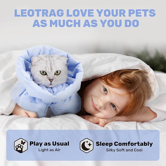 Adjustable Cat Recovery Cone Collar, Lightweight Soft Cat E-Collar Alternative After Spay, Waterproof Comfy Collars to Stop Licking Wound After Surgery, Protective Cone for Kittens/Puppies-PawvioPets