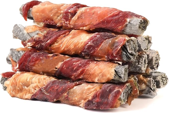 Dog Treats Chicken Duck Wrapped Cod Skin Sticks, Rawhide-Free, Grain-Free Dog Chewy Treats for Healthy Teeth and Coat,Training Treats for Small Medium Large Dogs, 9-10 Counts-PawvioPets