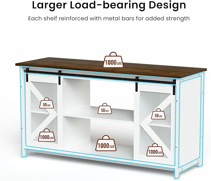 55-75 Gallon Aquarium Stand Heavy Duty Steel Frame, Fish Tank Cabinet with Accessories Storage for Reptile Terrarium & Turtle Tank - 1000lbs Capacity (White)-PawvioPets