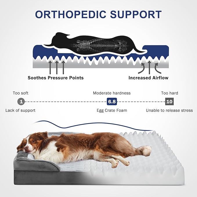 FURTIME Orthopedic Dog Bed for Extra Large Dogs - XL Waterproof Dog Sofa Bed, Ultra Comfy Supportive Foam Pet Bed with Removable Washable Cover, Jumbo Dog Bed with Nonskid Bottom-PawvioPets