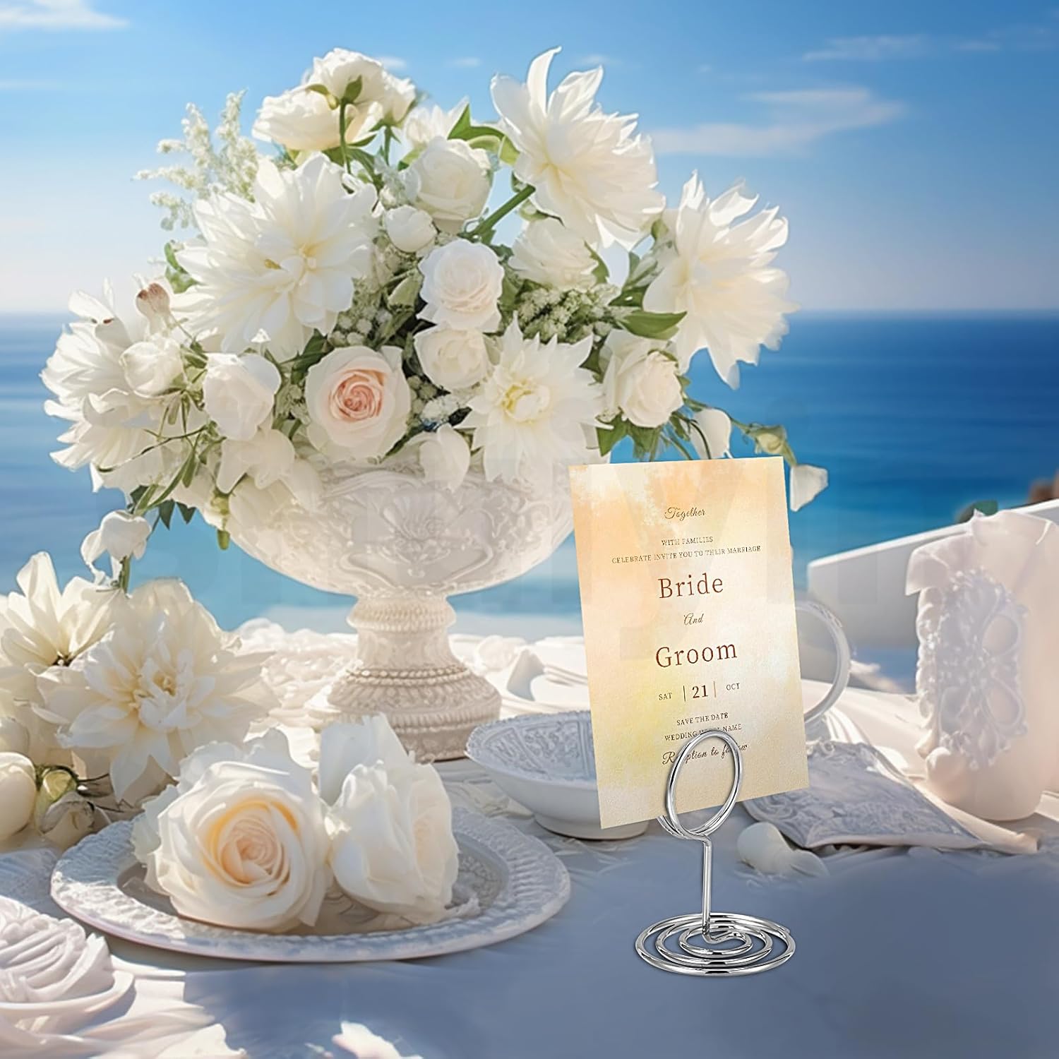 30PCS Table Number Holders Place Card Holder - Photo Holders for Tables, Cards Stand Name Menu Clips, Table Sign Holders for Wedding Anniversary Birthday Party, Silver