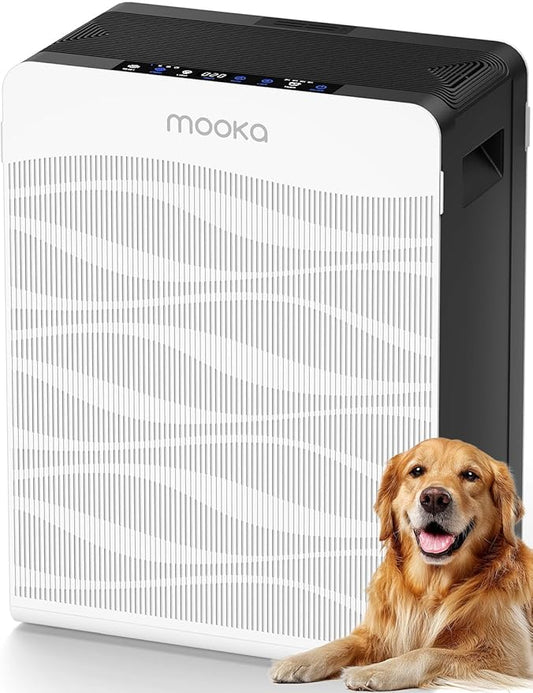 Air Purifier for Home Large Room 2800 Ft², MOOKA Double-Sided Air Purifiers for Home Pets with Washable Filters, PM 2.5 Air Quality Monitor, Air Filter Cleaner for Bedroom, Dorm Room, Office, C300-PawvioPets