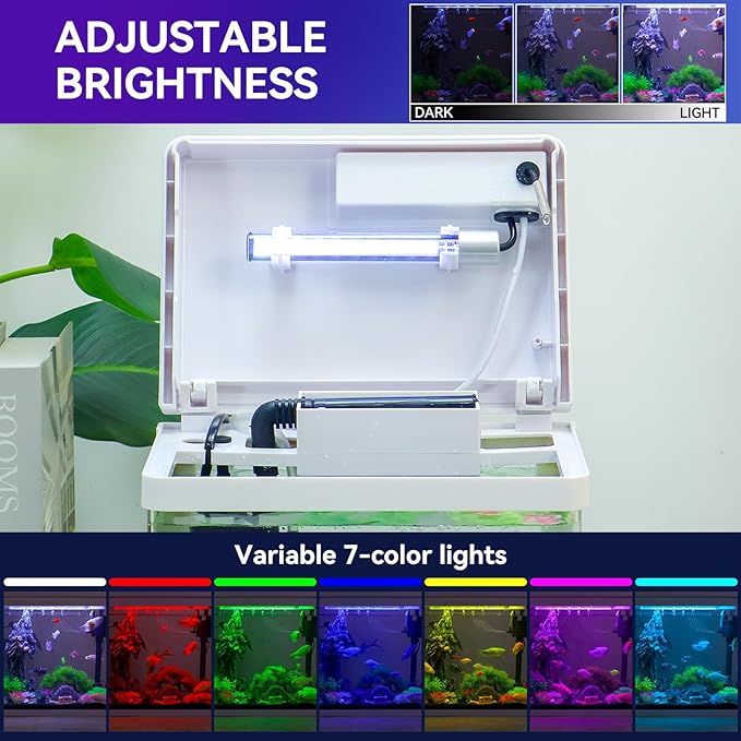 Beginner Betta Fish Tank Aquarium kit Intelligent Timed Shutdown, Seven LED Lights, Adjustable Brightness, High-Transparency Glass, Efficient Filtration-PawvioPets