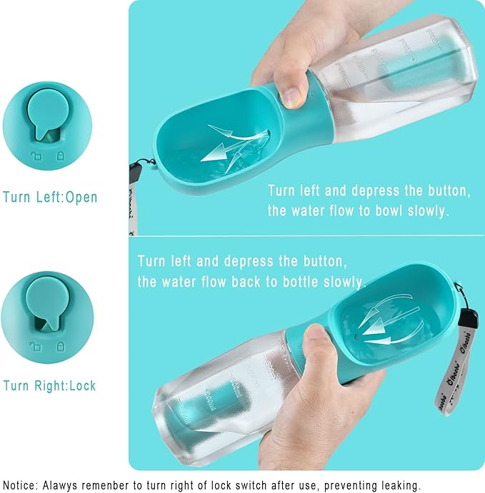 Dog Water Bottle with Food Container & Poop Bag Holder, Travel Water Bowl, Portable Pet Dispenser, Dog Stuff Accessories Items, Puppy Essentials Necessities for Yorkie Chihuahua Walking Hiking-PawvioPets