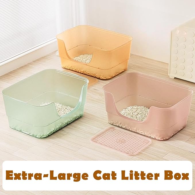 Extra Large Cat Litter Box with Clear Jelly Color,High Sided Litter Box for Big Cats,XL Cat Litter Box for Multiple Cats,Jumbo Cat Litter Box,Giant Kitty Litter Box,Anti-Splashing,Easy to Clean-PawvioPets