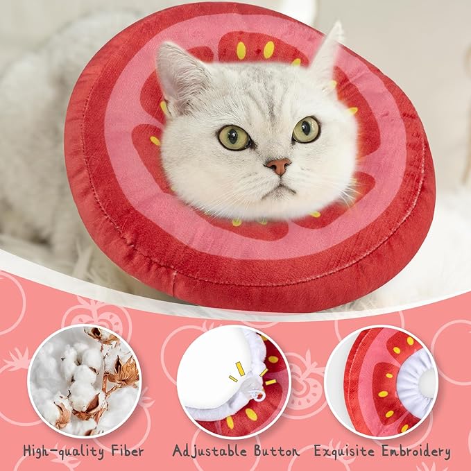 ANWA Adjustable Cat Cone Collar Soft, Cute Cat Donut Collar After Surgery, Kitten Recovery Cones to Stop Licking-PawvioPets