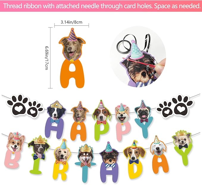 Dog Birthday Party Supplies Set,Birthday Bandana,Boy Girl Dog Birthday Hat with Numbers,Happy Birthday Banner for Golden Retriever French Bulldog Labrador Teddy Husky (Pink)-PawvioPets