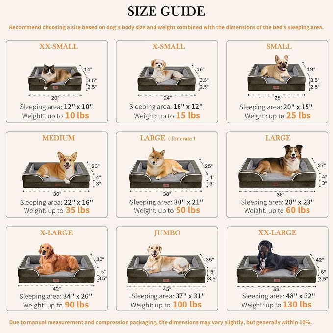 Comfort Expression XXL Orthopedic Dog Bed for Extra Large Dogs, Waterproof Orthopedic Foam Dogs Beds, Washable Dog Sofa Bed with Non-Slip Bottom & Removable Cover(XX-Large,Dark Green)-PawvioPets