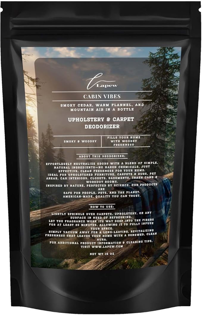 Cabin Vibes Carpet Freshener Powder: Powerful Odor Eliminator for Home, Upholstery Deodorizer, Carpet Deodorizer, Pet Urine, Cat Litter Box - Autumn Woods Fragrance-PawvioPets