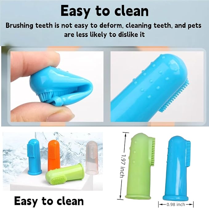 4 Pack Pet Tooth Brushing Kit – Extra Soft Finger Toothbrushes for Cats & Dogs Gentle Plaque & Tartar Removal, Freshens Breath Pain-Free Teeth Cleaning for Small to Large Pets-PawvioPets