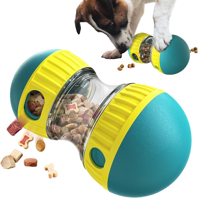 Dog Puzzle Toy Adjustable Treat Dispensing Ball Food Dispenser Tough Slow Feeder Puppy Enrichment Training Toy Pet Interactive Chase Toys for Small Medium Large Dogs to Keep Them Busy, Green-PawvioPets