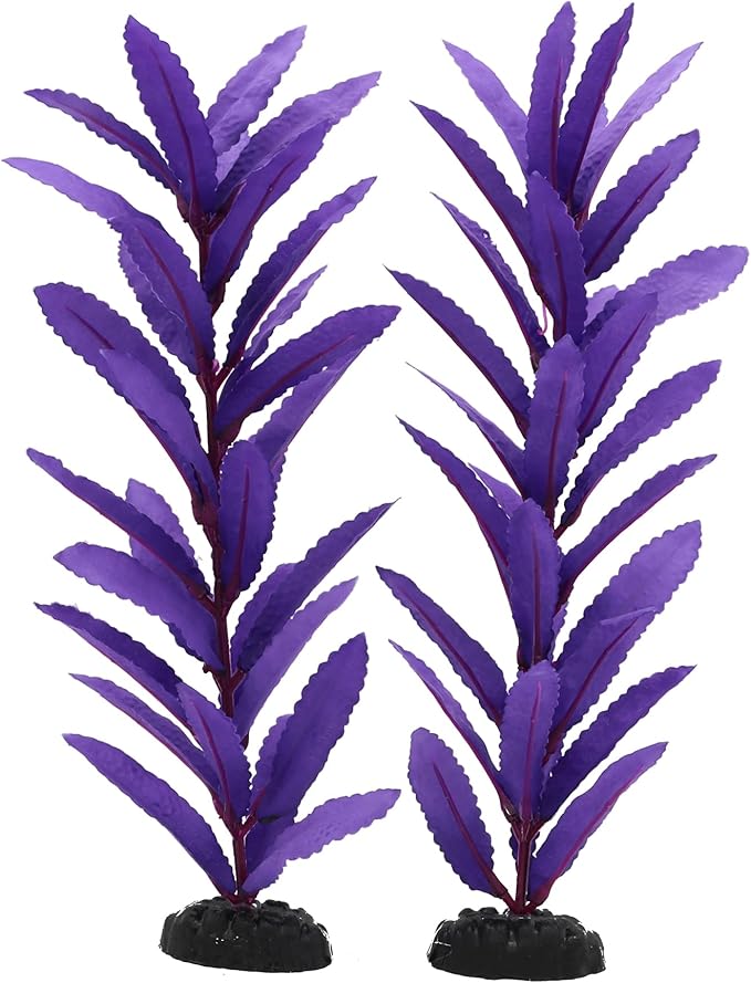 2-Pack 12 Inch Aquarium Silk Aquarium Plants, Artificial Plastic Plant for Small Tank, Goldfish, Fish Hides (Purple, 12 Inch)-PawvioPets