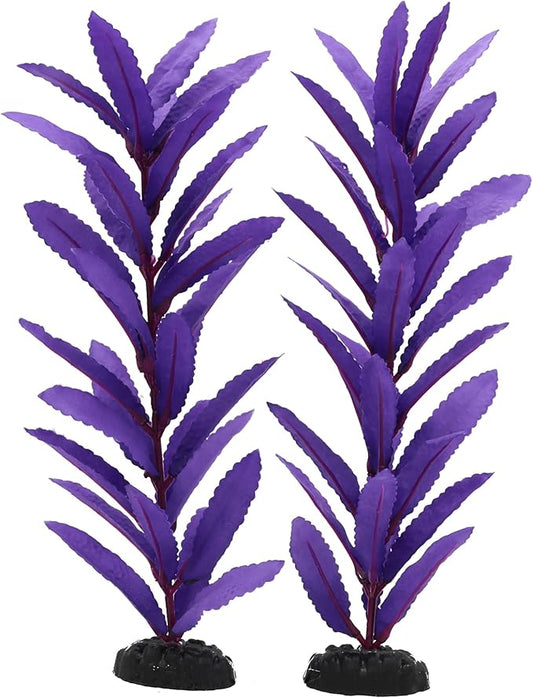 2-Pack 12 Inch Aquarium Silk Aquarium Plants, Artificial Plastic Plant for Small Tank, Goldfish, Fish Hides (Purple, 12 Inch)-PawvioPets