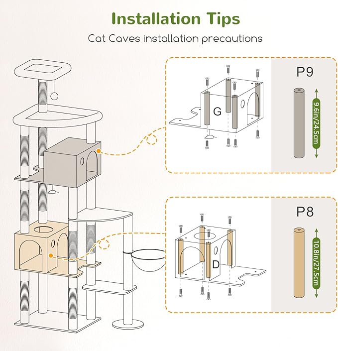 Globlazer Giant Cat Tree, 83 inch Cat Tree for Indoor Cats Large Adult, XXL Cat Tower with 9 Scratching Posts for 20lb+ Heavy Duty Large Adult Cats, F83, Light Grey-PawvioPets