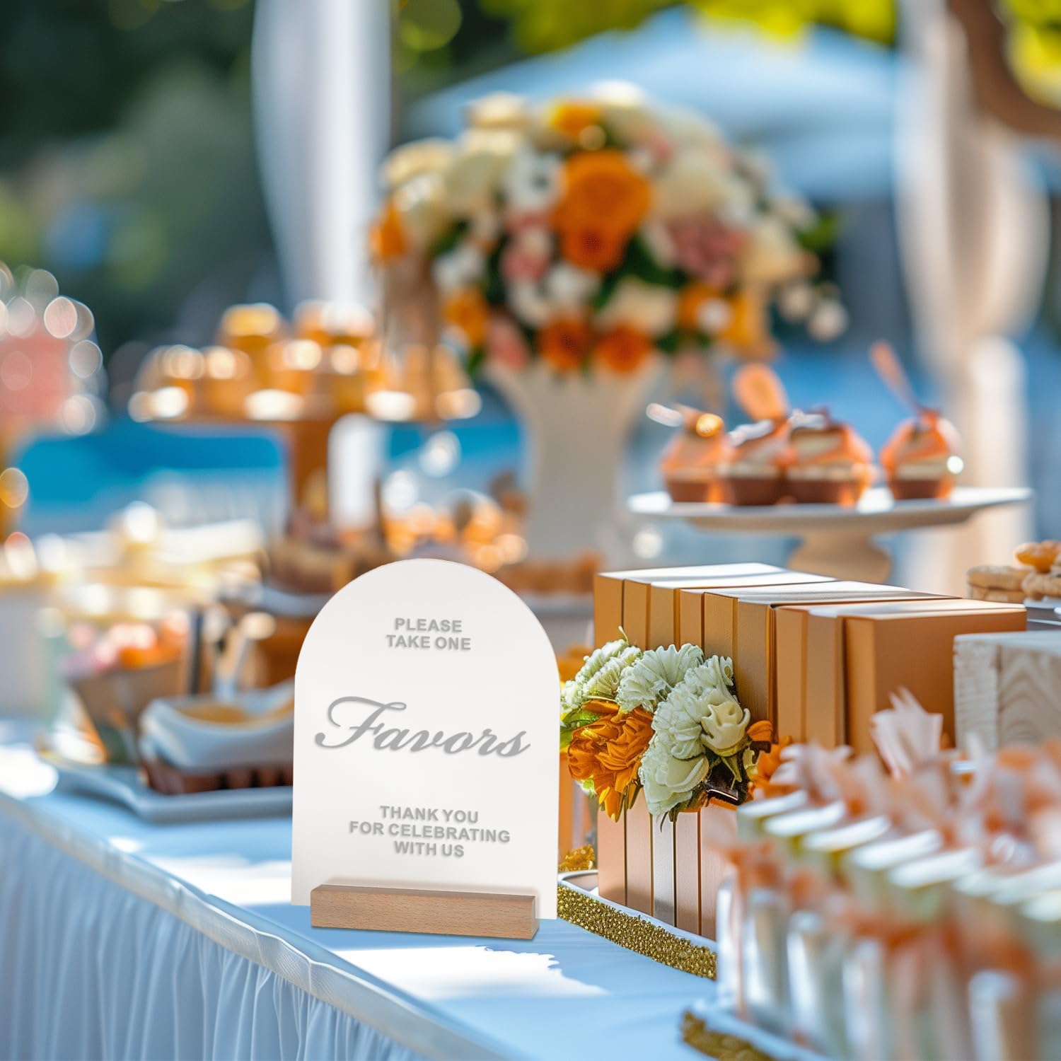 Frosted Blank Arch Acrylic Sign with Wooden Stands - 10 Pack DIY Customizable Sign Kit for Wedding Table Numbers, Restaurant Party Bridal Shower (6x8 Inch)