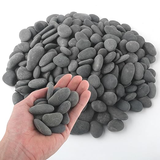 5 lbs Mexican Beach Pebbles, 0.4-1 Inch Natural River Rocks for Indoor Plants Vase Fish Tank Aquarium Fountain, Decorative Stone for Landscaping Garden Paving Walkways Backyard, Grey-PawvioPets