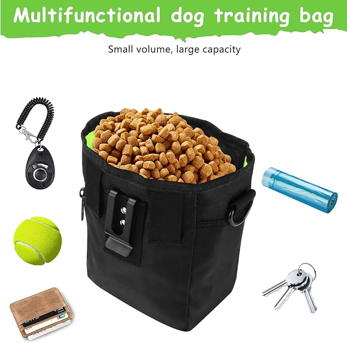 Dog Treat Pouch with Magnetic Closure, Treat Pouches for Pet Training, Large Dog Treat Training Pouch and Dog Clicker, Dog Training Treat Pouch Built-in Poop Bag Dispenser, Hands-Free Snack-PawvioPets