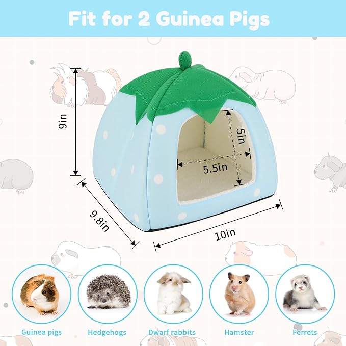 BWOGUE Guinea Pig House Bed Cozy Hamster Cave Large Hideout for Dwarf Rabbits Hedgehog Bearded Dragon Winter Nest Hamster Cage Accessories-PawvioPets