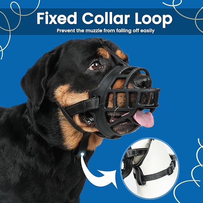 BARKLESS Dog Muzzle, Soft Basket Silicone Muzzle for Dogs to Prevent Biting and Chewing, Breathable Cage Mouth Cover for Training, Allows Drinking and Panting, Used with Collar-PawvioPets