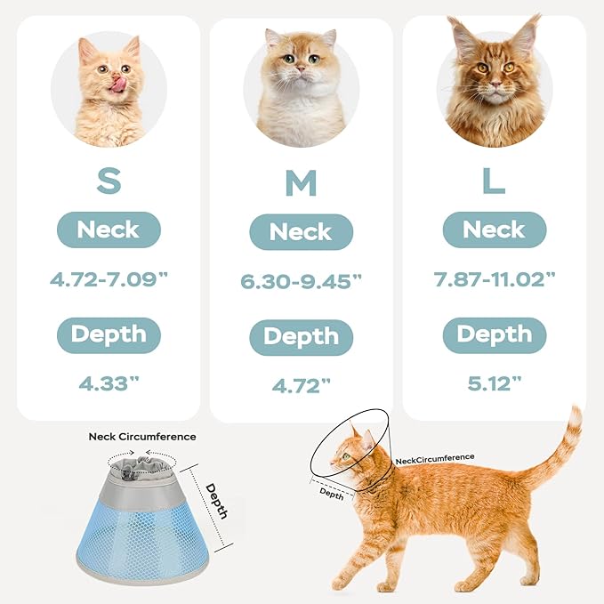 Cat Cone Collar Soft to Stop Licking After Surgery, Waterproof Lightweight Recovery Collar for Cats and Small Dogs, Elizabeth Plastic Cone Alternative, Neck Pillow to Prevent Scratches-PawvioPets