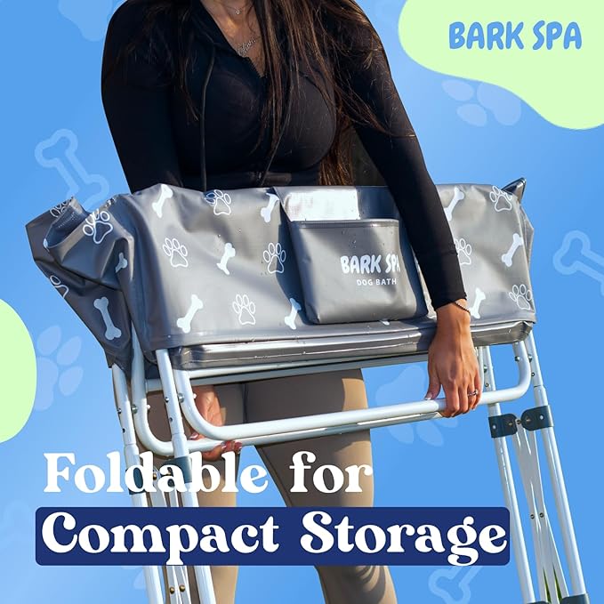 Dog Bath Tub - Free Brush & Towel – Foldable & Portable Dog Washing Station – Lightweight Dog Bath for Indoor & Outdoor Grooming – Fits in Shower or Bath-PawvioPets