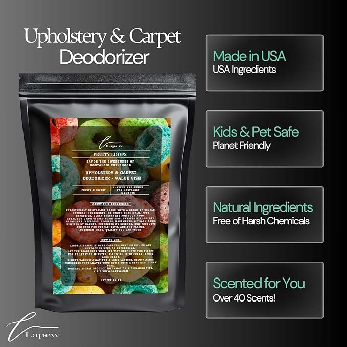 Fruity Loops Carpet Freshener Powder Refill 36 oz | Powerful Odor Eliminator for Home | Upholstery Deodorizer | Carpet Deodorizer | Pet Urine | Cat Litter Box-PawvioPets