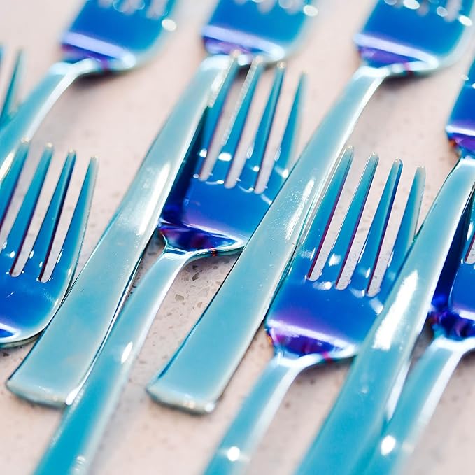 Ahimsa Stainless Steel Kids Utensils - Kids Fork and Spoon Set, Pediatrician Designed Toddler Utensils, 100% BPA Free & Dishwasher Safe (Iridescent Blue)-PawvioPets