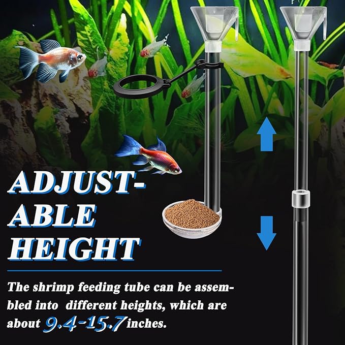 Aquarium Fish Shrimp Feeding Dish Set, Shrimp Feeding Dish Set, Transparent Shrimp Feeding Adjustable Tube with Feeding Ring, Cleaning Brush for Fish Tank and Preventing Food Scattering (Large)-PawvioPets
