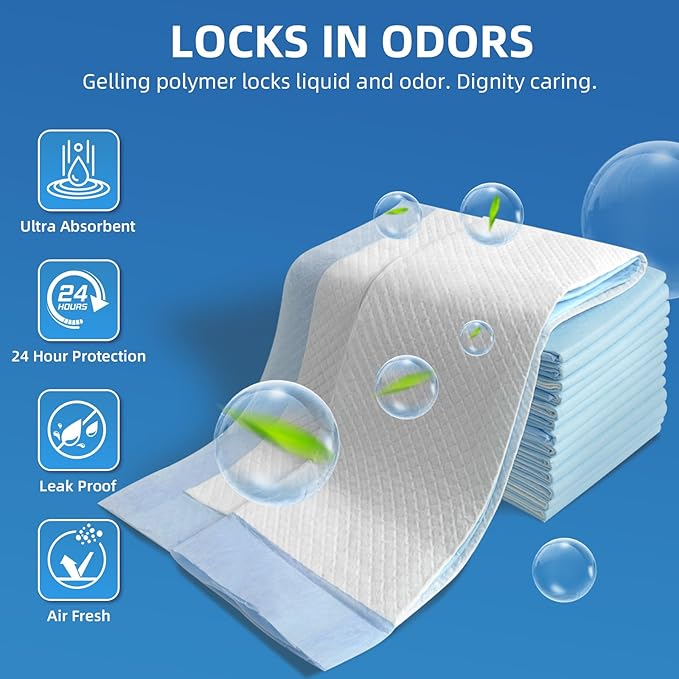 100 Count Extra Large Chucks 36"x36" Thicken Elderly Adults Incontinence Bed Pads Disposable, Heavy Duty Absorbency Underpads Waterproof, XXL Extra Large Puppy Pee Training Pad-PawvioPets