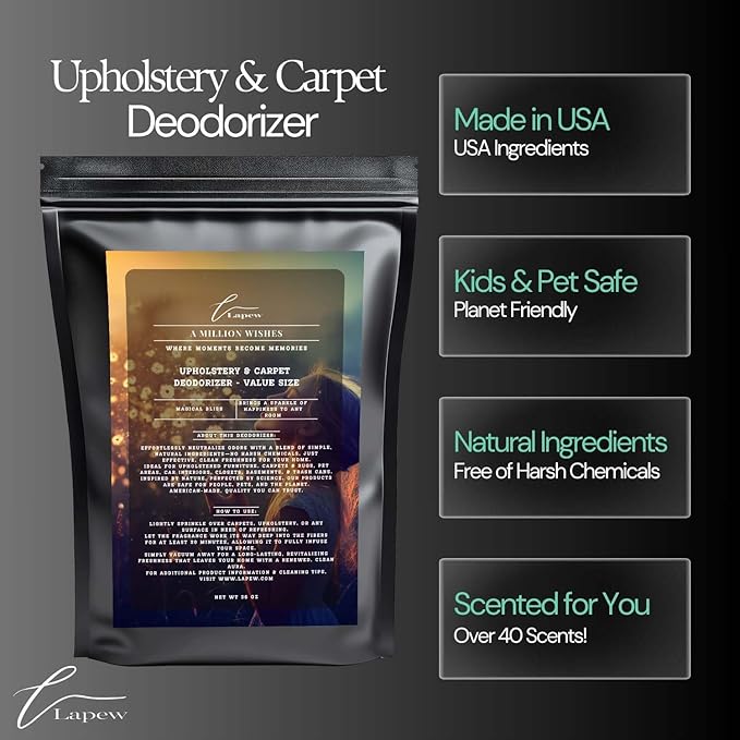 A Million Wishes Carpet Freshener Powder Refill 36 oz | Powerful Odor Eliminator for Home | Upholstery Deodorizer | Carpet Deodorizer | Pet Urine | Cat Litter Box | A Thousand Wishes Fragrance-PawvioPets