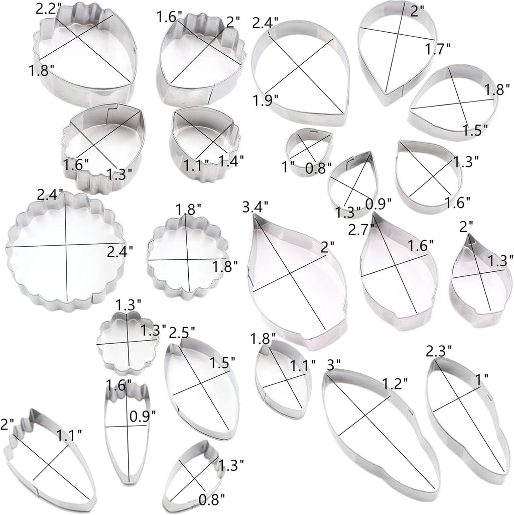 7set Stainless Steel Gum Paste Flower Cutter Flower Petals Cutter Fondant Sugar Paste Cutter Molds Cookie DIY Making Tools for Wedding Birthday Cake Decorating Tools