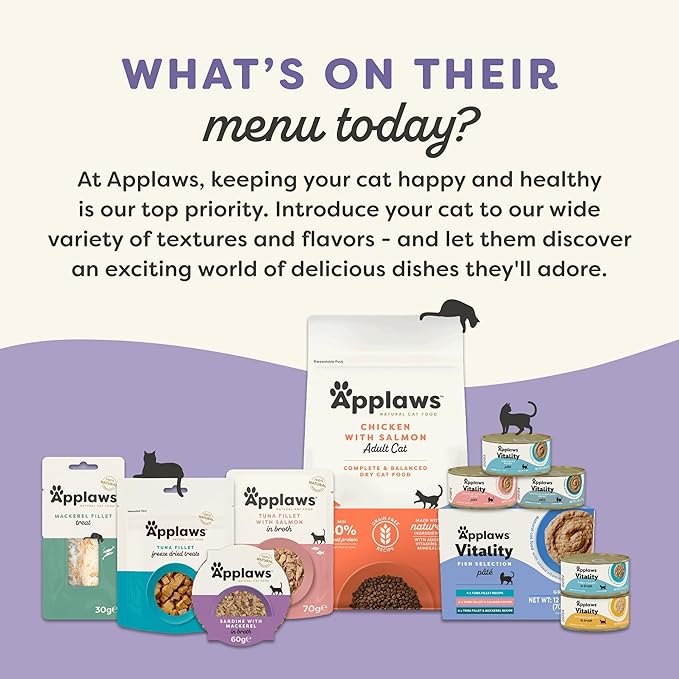 Applaws Vitality Wet Cat Food in Broth, Natural Canned Cat Food, Wet Food for Cats with Added Vitamins and Minerals, Grain Free, Carrageenan Free, Variety Selection in Broth (24 Count, 2.47 oz Cans)-PawvioPets
