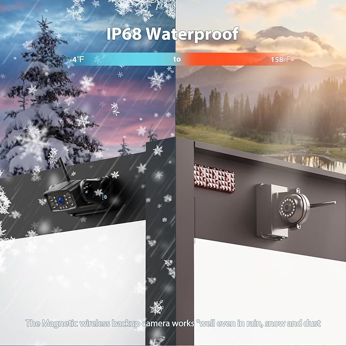 3 Magnetic Wireless Backup Camera with HD 1080P 10" DVR Monitor, 1-Rear View 2-Side View Cameras Wireless System for RV Trailer Trucks, Built-in 9600mAh Battery,Night Vision,Recording- ZEROXCLUB BC103-PawvioPets