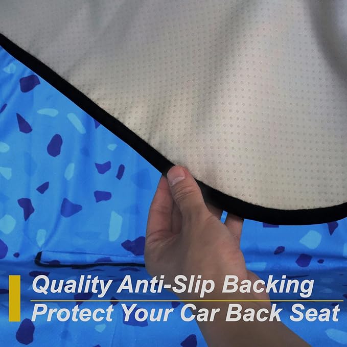 Back Seat Cover for Car Trucks Van SUV,Waterproof Rear Bench Towel Seat Covers for Dogs and Kids,Automotive Backseat Protector (Blue Marbling)-PawvioPets